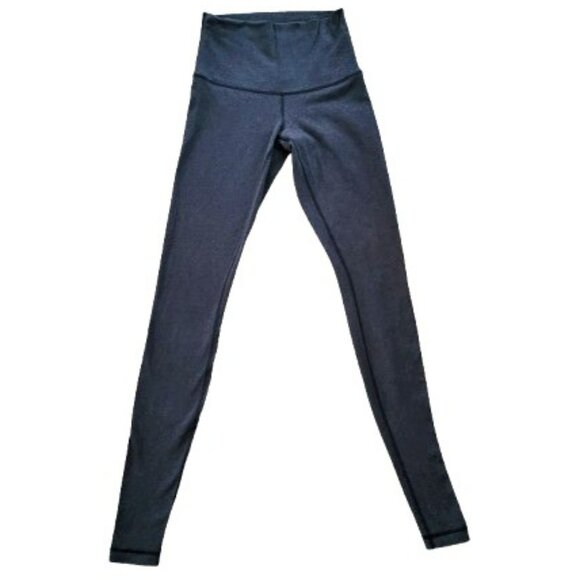 Lululemon Wunder Under Roll Down Leggings Heathered Black Size 4 - Picture 2 of 14